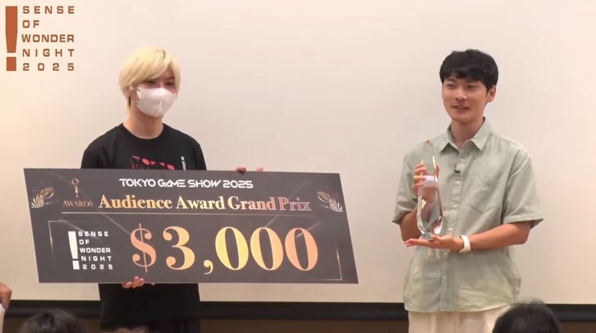 kodanshaGCL's tweet photo. ／
　#センスオブワンダーナイト にて『ダレカレ』が
　👑Audience Award Grand Prix (大賞)を受賞しました‼️🎉
＼

yona( @yona_unltb )さん本当におめでとうございます😭講談社ゲームラボ、初の快挙です‼️㊗️

『#ダレカレ』は引き続き会場で試遊可能です
残り2日、お見逃しなく👀

#TGS2025 #SOWN https://t.co/TVv597w6wk