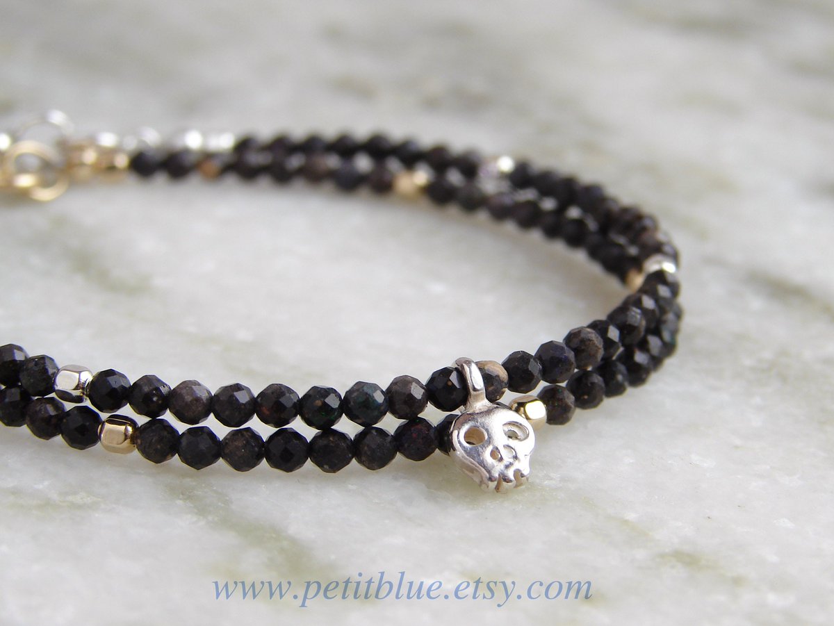JewelryByMikako's tweet image. Black Opal Bracelet ~ Australian Opal ~ Dainty Gemstone Bracelet ~ Halloween Bracelet ~ October Birthday ~ Small Opal ~ Layering Bracelet tuppu.net/58caba0  #StackableBracelet