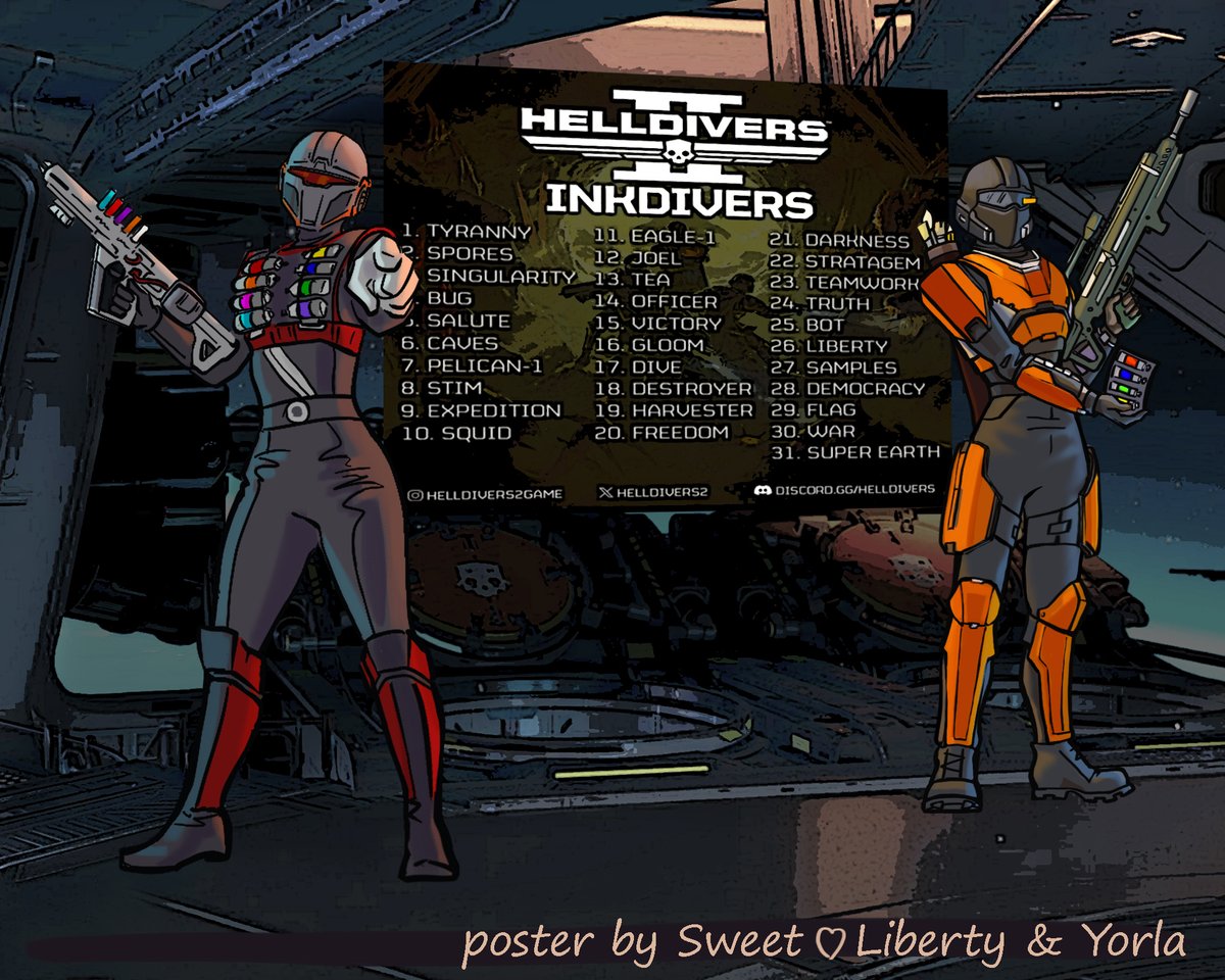 avmask's tweet image. Something really special is coming up —
@baskinator
launching a challenge, and we’re honored to take part in it.   
It’s me and my collab partner @YorlaWhyFree

Join in and hit that follow!  

#helldivers2 #helldivers2game #inkdivers