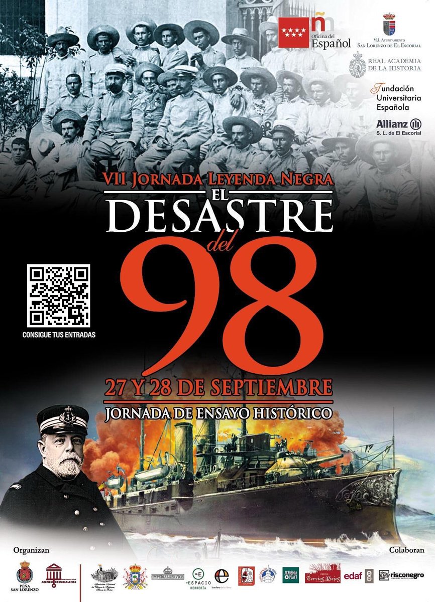 Si te gusta la Historia y estás en Madrid, no te pierdas este fin de semana la VII edición de la Jornada sobre La Leyenda Negra en San Lorenzo de El Escorial, esta vez dedicada al Desastre del 98 bajo la batuta del ‘one and only’ maese <a href="/JaviSantamarta/">Javier Santamarta del Pozo</a>. Hablaremos también, claro