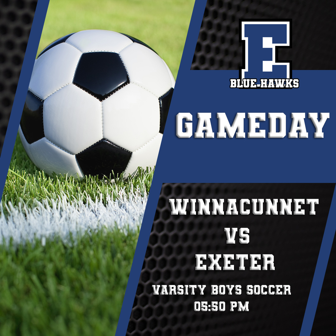 NHIAA Boys Soccer | Winnacunnet at Exeter (D1) at 05:30 PM
Watch it Live on YouTube, youtube.com/@BlueHawkMedia…