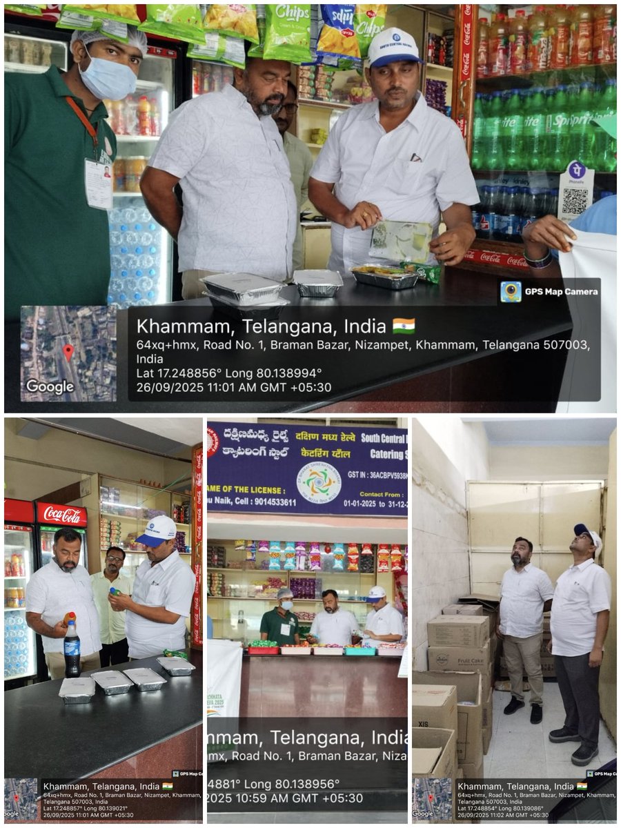 Chikmt191591's tweet photo. In view of  Swachhata Hi seva today Swacch Food Initiative conducted at KMT Rly. Stn focusing on hygiene, food safety inspected the Stalls   to ensure food quality and hygiene ,Participaed by  CCI/KMT and CHI/KMT.
 @drmsecunderabad 
@SrEnhmSC ,
#SHS2025 https://t.co/7sqHIBdfKP
