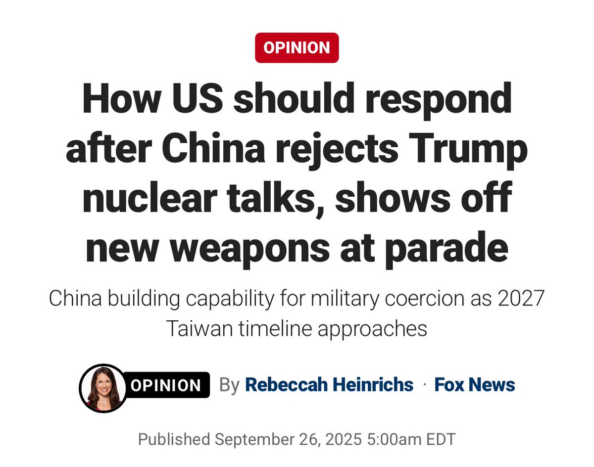 My essay in <a href="/FoxNewsOpinion/">Fox News Opinion</a> on how to respond to China’s nuclear weapons expansion is below. 
<a href="/HudsonInstitute/">Hudson Institute</a>