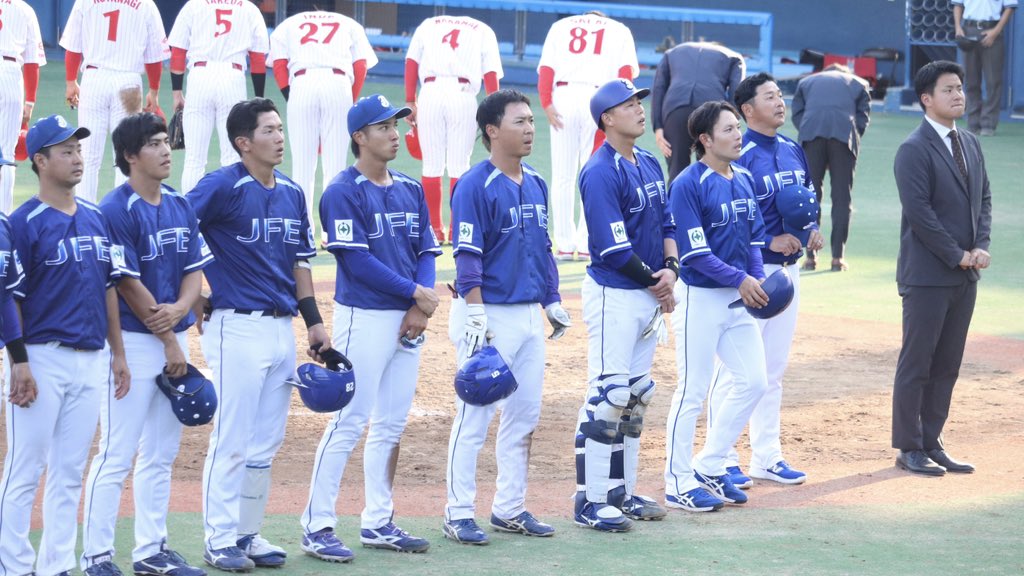 JFE東日本　野球部　グラウンドコート　XO Gy8nfAJbYAA04tL.jpg