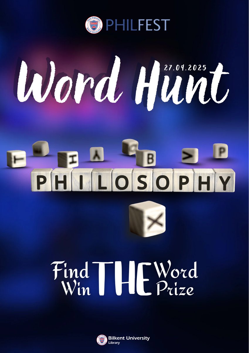 librarybilkent's tweet image. 🎉📚 Join us at Philfest 2025!

Visit the library stand for philosophy-themed games, contests and prizes. 🏆✨
Test your knowledge, have fun, and win!

📅 Saturday, September 27th
📍 Main Campus, Green Field

#BilkentLibrary #Philfest2025 #BilkentUniversity #PhilosophyFestival