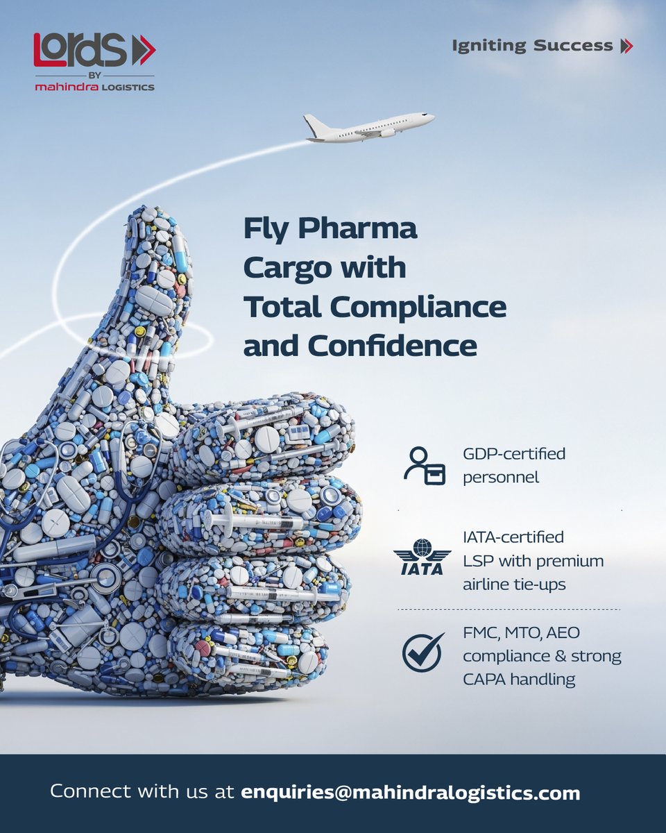 Mahindralog_MLL's tweet image. Fly your pharma cargo with the confidence of total compliance. Our teams and processes are audit-ready and industry-certified.

Explore now: mahindralogistics.com/cross-border-l… or connect with us at: enquiries@mahindralogistics.com.

#MahindraLogistics #IgnitingSuccess #FreightForwarding