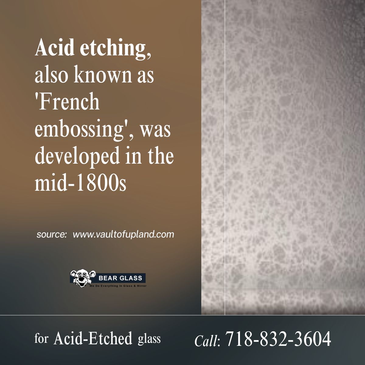 BearGlassBlog's tweet image. Acid-etched glass is a captivating technique that brings texture, pattern, and visual intrigue to glass surfaces, blending artistry with chemical precision. For Bear Glass's acid-etched glass visions, visit: bearglass.com/glass-acid-etc…
#GlassAcidEtching #BearGlass #GlassinNY