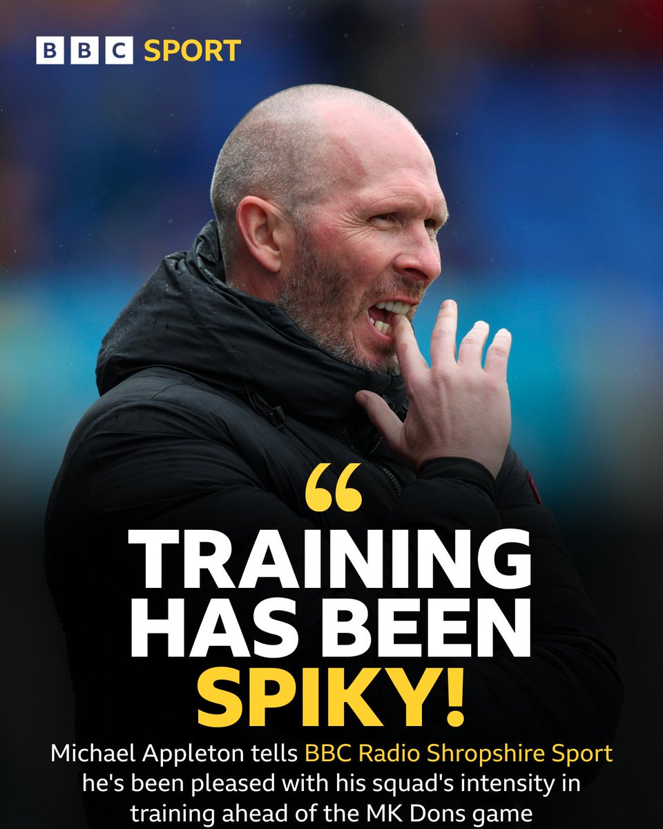 #Shrewsbury head coach Michael Appleton tells 📻 <a href="/BBCShropSport/">BBC Sport Shropshire</a> he's pleased with his player's reaction in training to last weeks loss at Harrogate

The Sports Hour tonight with <a href="/Ebenno88/">Elliott Bennett</a> <a href="/FootieNick/">Nick Southall</a> from 6pm

#BBCFootball | #Salop