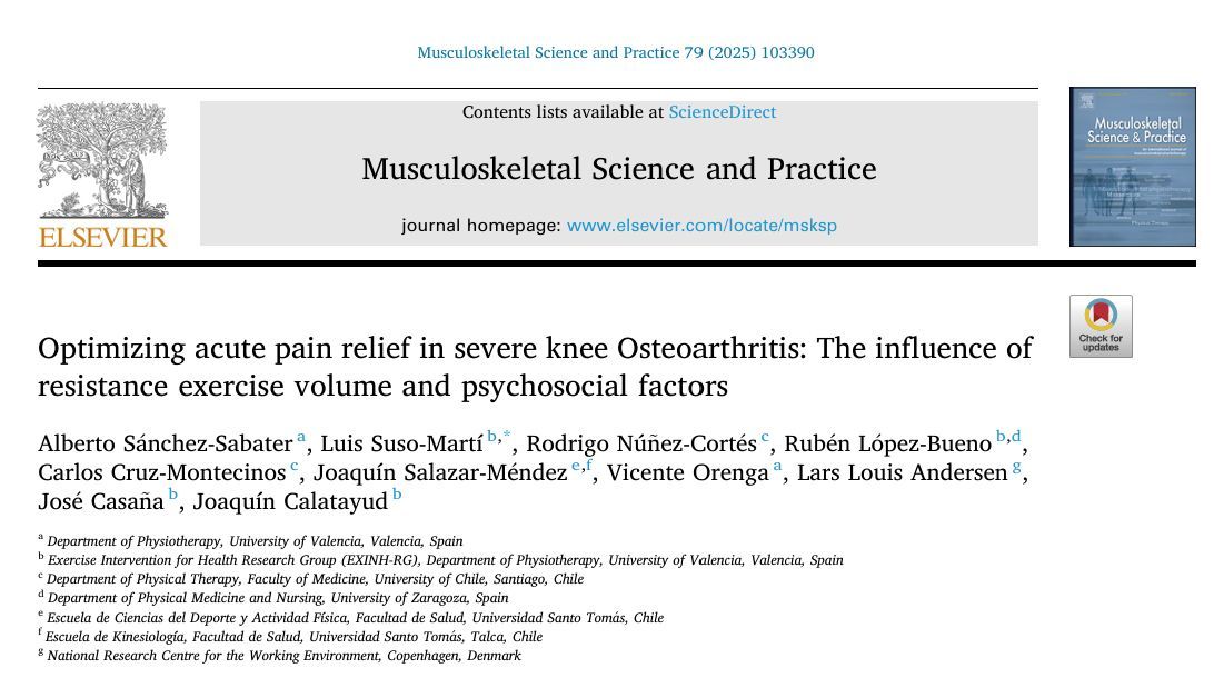 A new study for patients with severe knee OA awaiting surgery has found higher-volume resistance exercises (8–12 sets) triggered a delayed hypoalgesic effect—temporary pain relief despite an initial short-term flare.
👉 Key takeaway: Exercise volume matters. Clinicians should