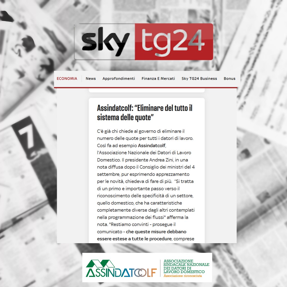 📢<a href="/SkyTG24/">Sky tg24</a> fa un focus sul #DecretoFlussi, riprendendo la posizione di #Assindatcolf sulle ultime novità che interessano il settore.
Tutti i dettagli ⬇️ tg24.sky.it/economia/2025/…