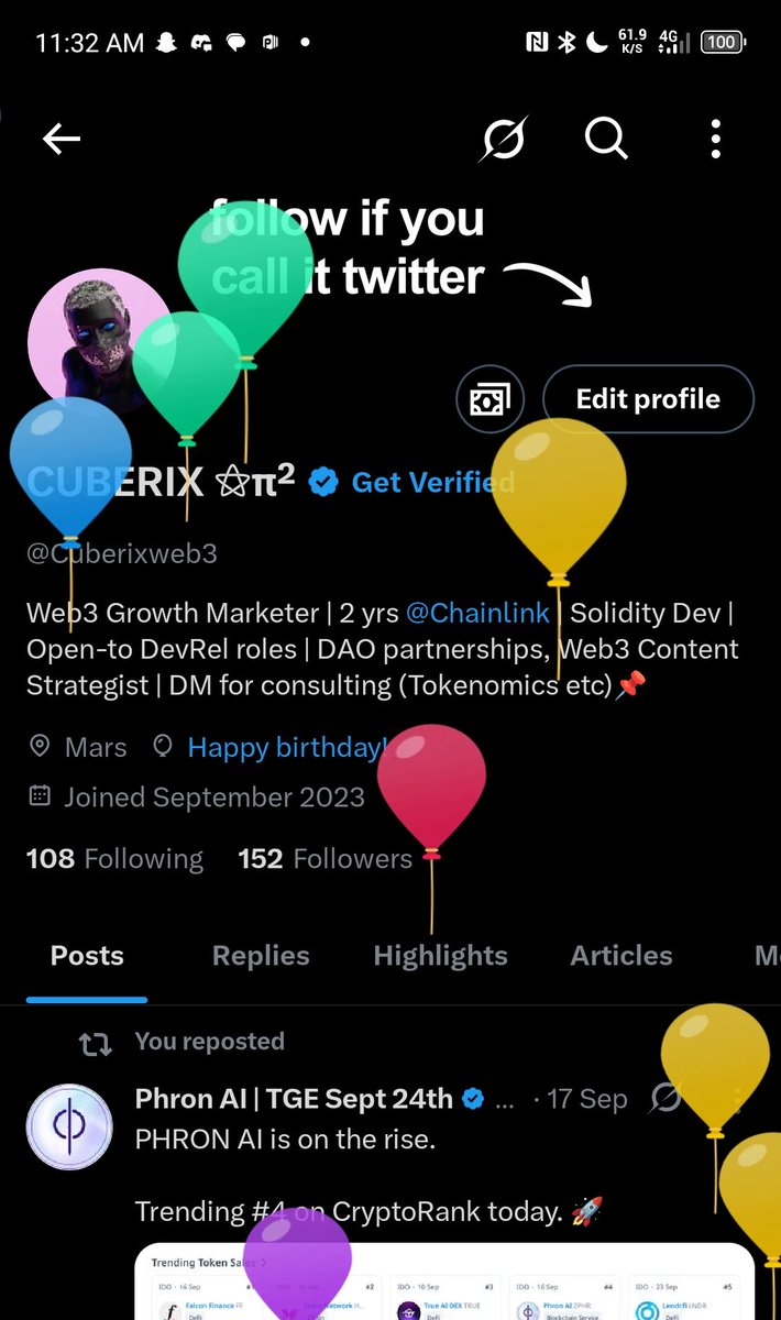 Cuberixweb3's tweet image. Happy birthday to me 🥳🎉🎈💐