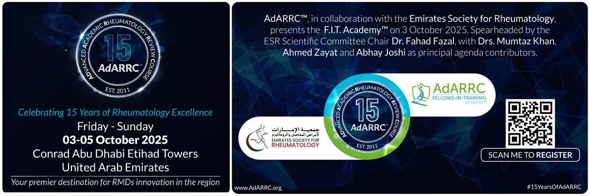 adarrc's tweet image. The F.I.T. Academy is a one-day, practical programme for rheumatology trainees and junior clinicians, featuring hands-on workshops and case-based sessions mapped to ACGME competencies.
Register here: bit.ly/15adarrc

#AdARRC2025 #Rheumatology #MedicalEducation