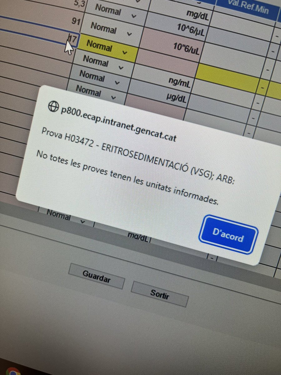 Molt cansat de volcar les analíticas privadas, paràmetre a paràmetre i a sobre, de tant en tant… i ja des de fa anys…
Majestats de l’eCAP: tan difícil és preestablir les unitats de cada paràmetre? 
Sou una Unitat de Suport o de generar més feina?
