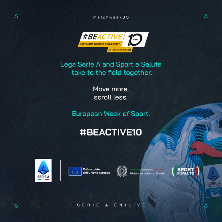SerieA_EN's tweet image. #BeActive!

This year, the European Week of Sport is encouraging everyone, especially young people, to swap scrolling for a walk. 
Every little step counts!

@SportGoverno @sportesalutespa @EuropeanYouthEU