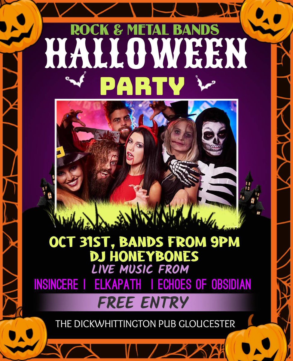 The Ultimate Halloween party at the dickwhittington Gloucester live bands start from 9pm special guest DJ HoneyBones #Gloucester #dickwhittington #pub #Halloween #party #Cheltenham #live #music <a href="/dickwhitt/">Dick Whittington</a>
