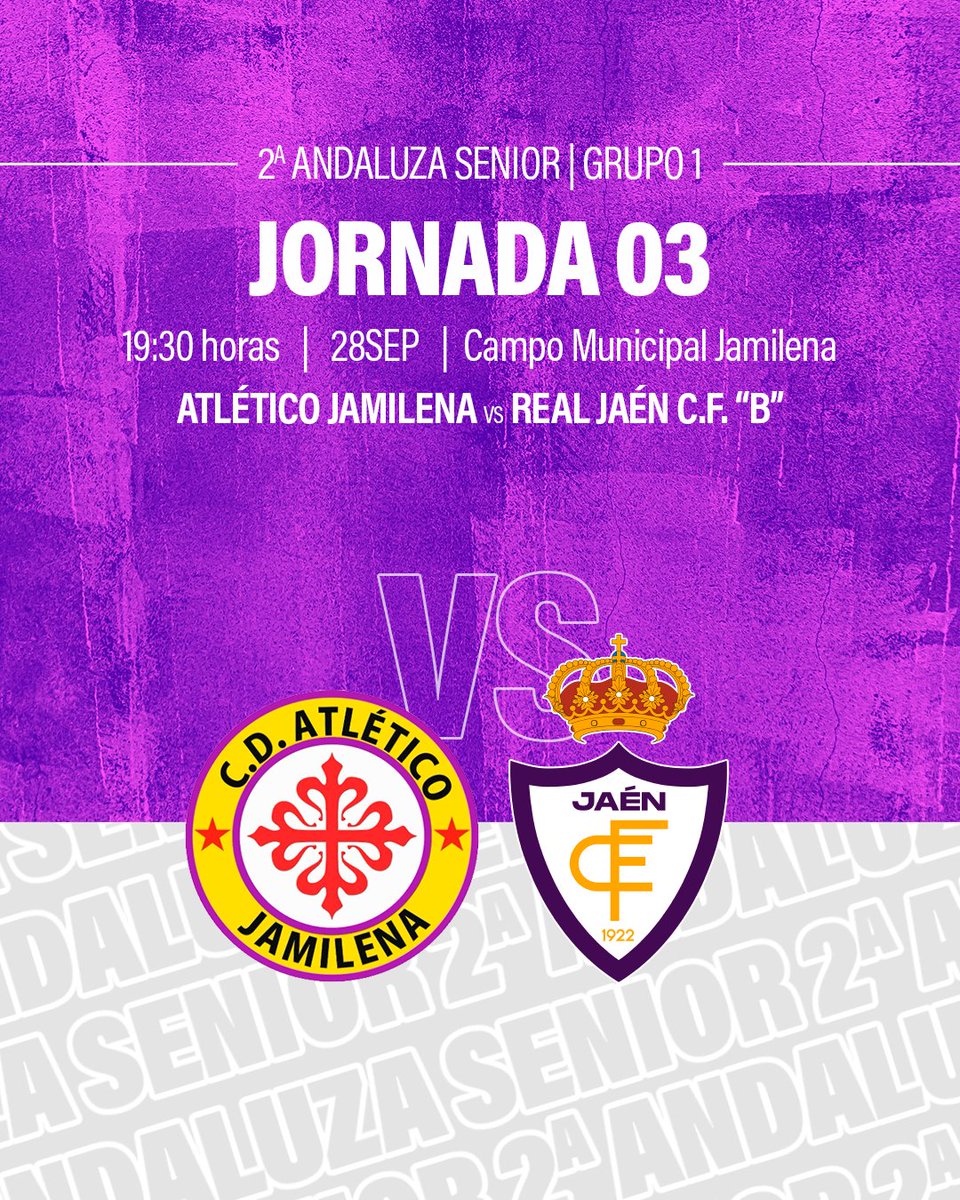 𝐉𝟎𝟑 𝐆𝐫𝐮𝐩𝐨 𝐈 | 𝟐ª 𝐀𝐧𝐝𝐚𝐥𝐮𝐳𝐚 𝐒𝐞𝐧𝐢𝐨𝐫

🆚𝐀𝐭𝐥𝐞́𝐭𝐢𝐜𝐨 𝐉𝐚𝐦𝐢𝐥𝐞𝐧𝐚

📅𝐃𝐨𝐦𝐢𝐧𝐠𝐨 𝟐𝟖 𝐝𝐞 𝐬𝐞𝐩𝐭𝐢𝐞𝐦𝐛𝐫𝐞 

⌚𝟏𝟗:𝟑𝟎 𝐡𝐨𝐫𝐚𝐬

🏟️𝐂𝐚𝐦𝐩𝐨 𝐌𝐮𝐧𝐢𝐜𝐢𝐩𝐚𝐥 𝐉𝐚𝐦𝐢𝐥𝐞𝐧𝐚

#CanteraRJ #Temporada2526 #2AndaluzaSenior #AtlJamilena