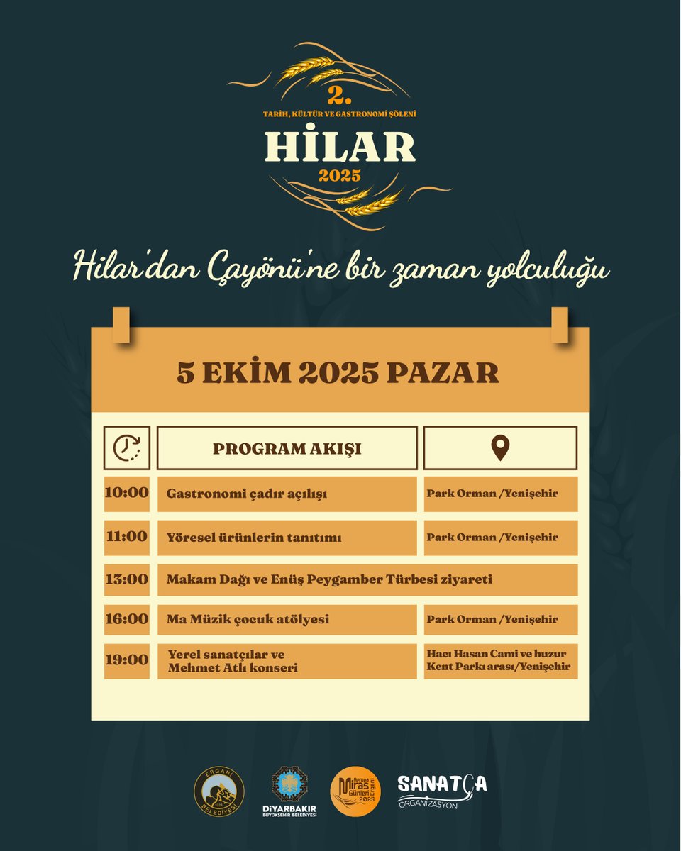 🎶Mehmet Atlı ve Yerel Sanatçılar Konseriyle Gastronomi ve Kültür Günü

☑️Hilar'dan Çayönü'ne bir zaman yolculuğu!

Ergani sizi bekliyor!

#TarihinTanığıKentErgani

<a href="/bayar61742/">Birsen Azak Bayar</a> <a href="/siyar_guldiken/">şiyar güldiken</a> <a href="/mehmetatlimusic/">Mehmet Atlı</a> <a href="/Jinmaofficial/">JinMa Official Fan</a> <a href="/SanatcaO/">Sanatca Org</a> <a href="/mamusiccenter1/">ma music center</a>
