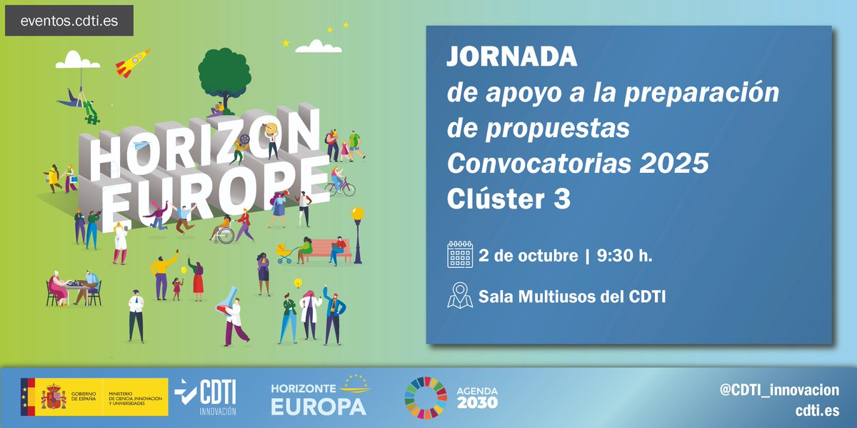 CDTI_innovacion's tweet image. 📢 @CDTI_innovacion organiza una jornada de apoyo a la preparación de propuestas del #Clúster3, Seguridad Civil para la Sociedad, de #HorizonteEuropa👇

🔹Experiencia y aportaciones de expertos en evaluación
🔹Reuniones bilaterales con NCPs del #Clúster3 para revisión de…