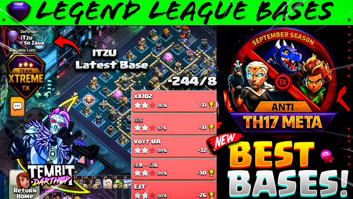 🔸Top 10 Eos Week Base
🔹September Legend Bases
. 
youtu.be/GkFZ0XMLQpg?si…
. 
youtu.be/GkFZ0XMLQpg?si…
. 
#ClashOfClans #Legends #legendbases #itzu #tx