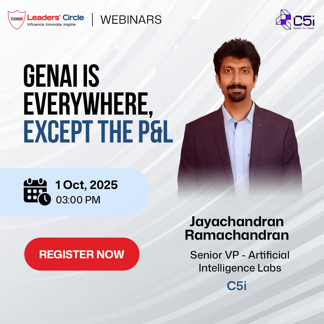 GenAI is Everywhere, Except the P&amp;L.

Generative AI has captured global attention, but how do we move from hype to real business impact?

👉 Register Here techgig.com/webinar/GenAI-…

#GenAI #AI #Webinar #Innovation #TechGig #C5i #ArtificialIntelligence