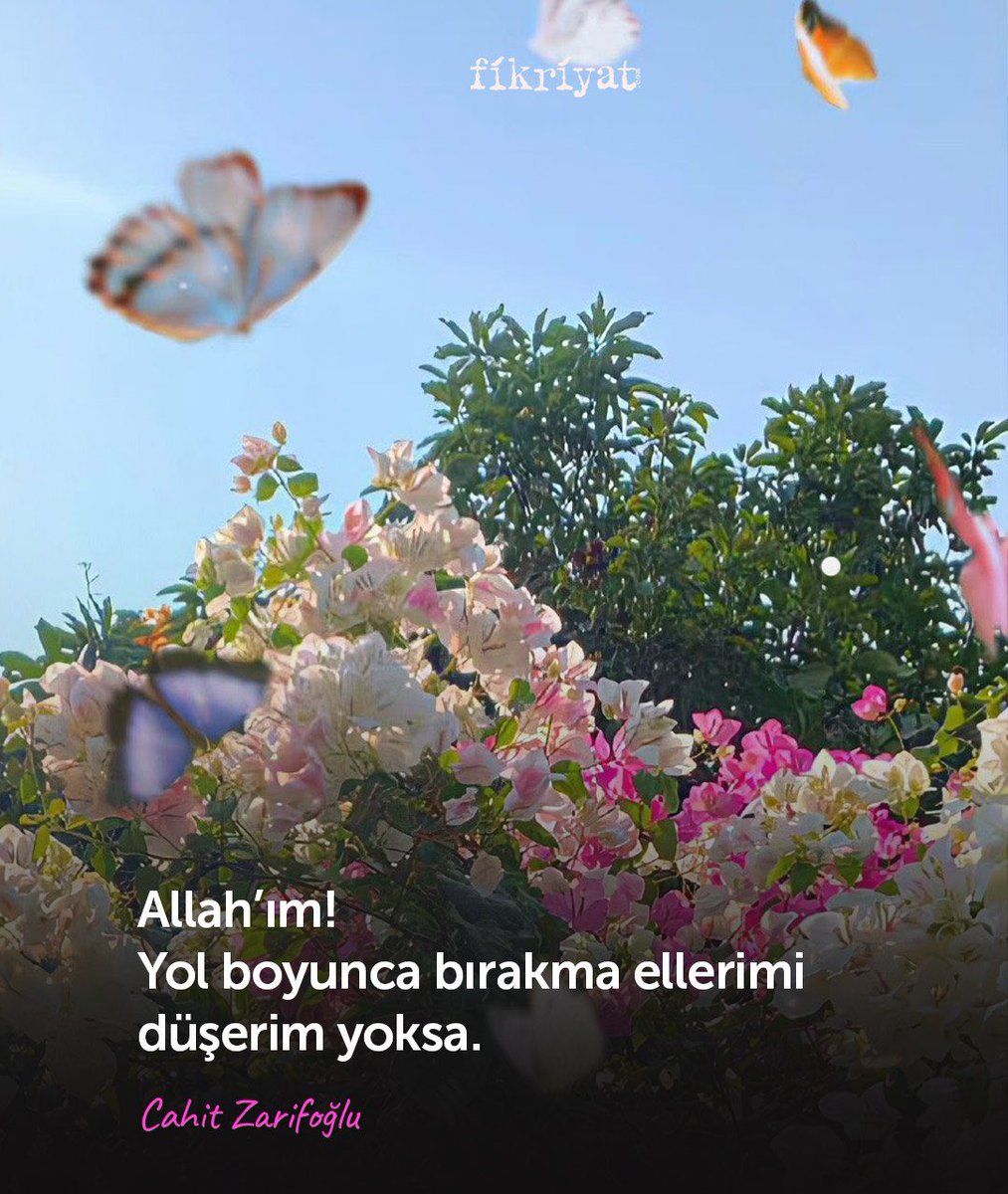 Allah’ım!

Yol boyunca bırakma ellerimi düşerim yoksa.

Cahit Zarifoğlu 🕊