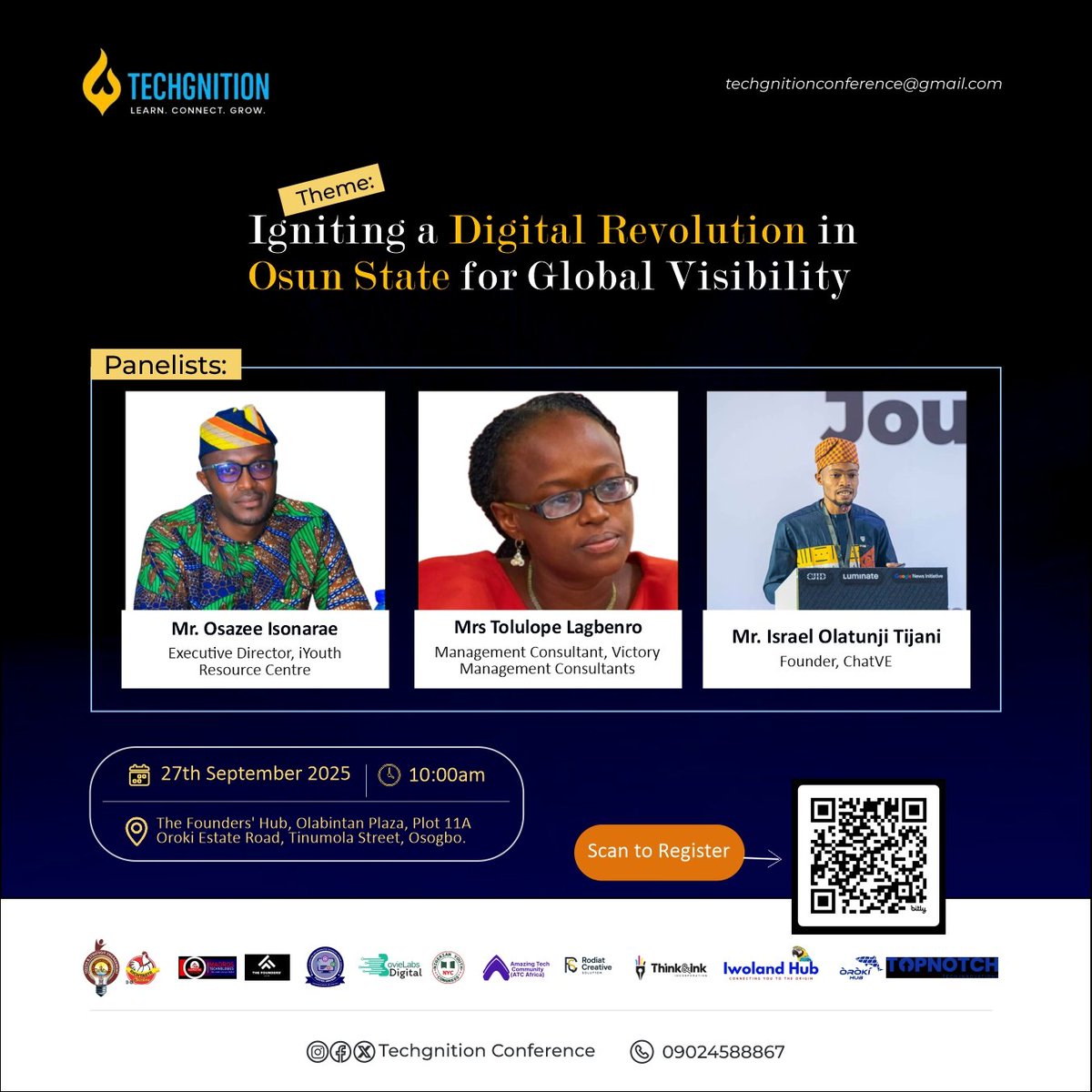 techgnition's tweet image. The wait is almost over! Techgnition 2025: Osun’s Biggest Tech Conference

Join us tomorrow, Saturday, September 27th, 2025 for a one-of-a-kind experience 

Let’s put Osun on the global tech map together! 🙌

#Techgnition2025 #OsunState #TechForGrowth