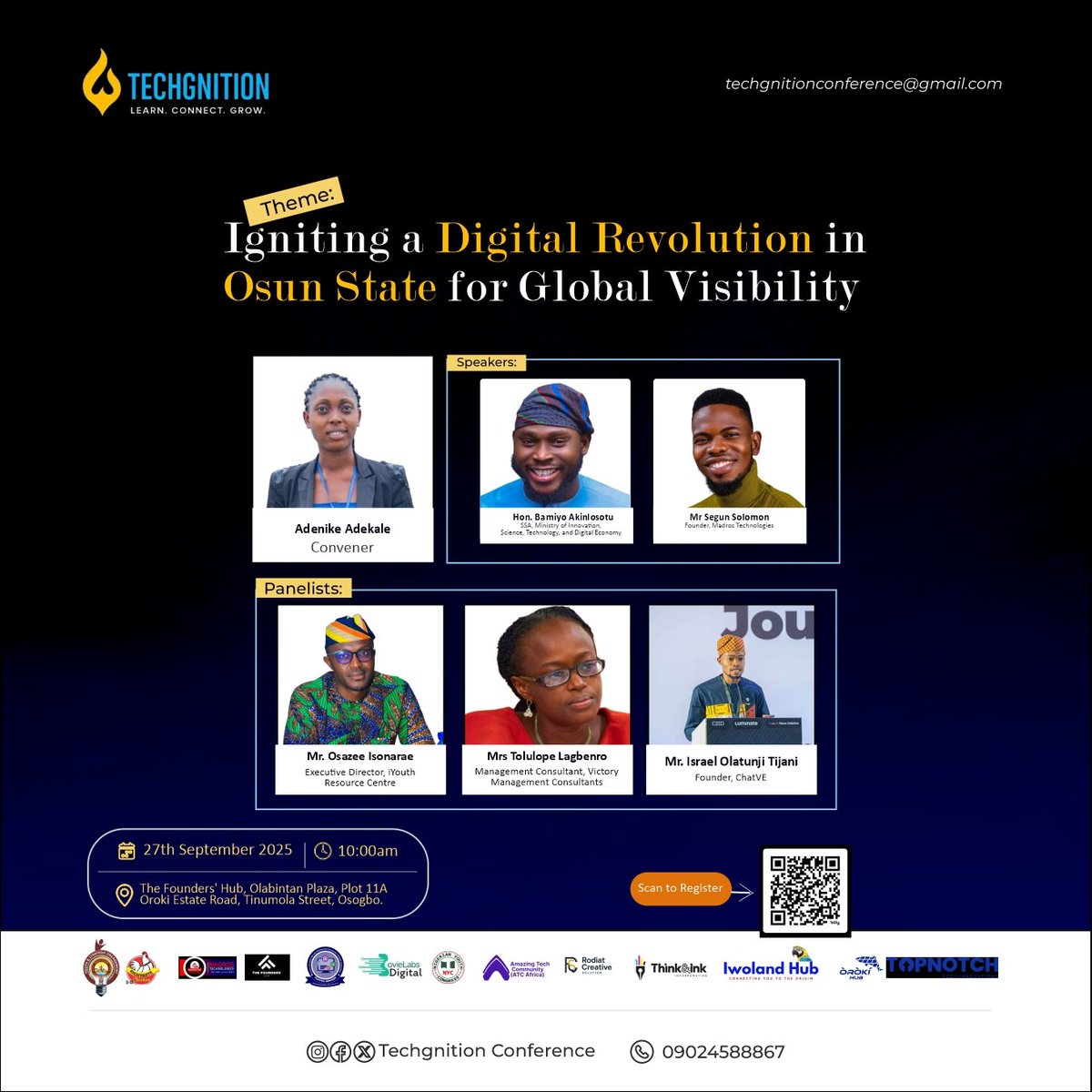 techgnition's tweet image. The wait is almost over! Techgnition 2025: Osun’s Biggest Tech Conference

Join us tomorrow, Saturday, September 27th, 2025 for a one-of-a-kind experience 

Let’s put Osun on the global tech map together! 🙌

#Techgnition2025 #OsunState #TechForGrowth