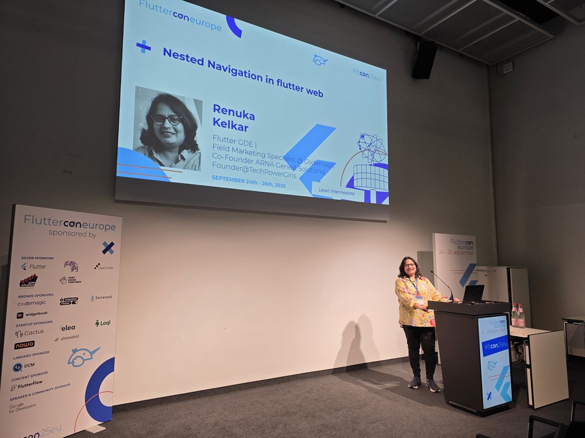 KelkarRenuka's tweet image. 🎤Just presented on Nested Navigation in Flutter Web with GoRouter! ##ftcon25eu 🚀
​The challenge is real, and the community is still seeking that universal solution. Love sharing my Flutter Web learnings! 💡✨
