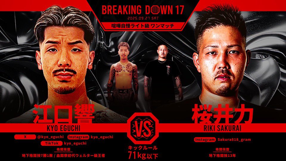 BreakingDown17 江口響 vs 桜井力についてのご報告 ＼ 桜井力選手は