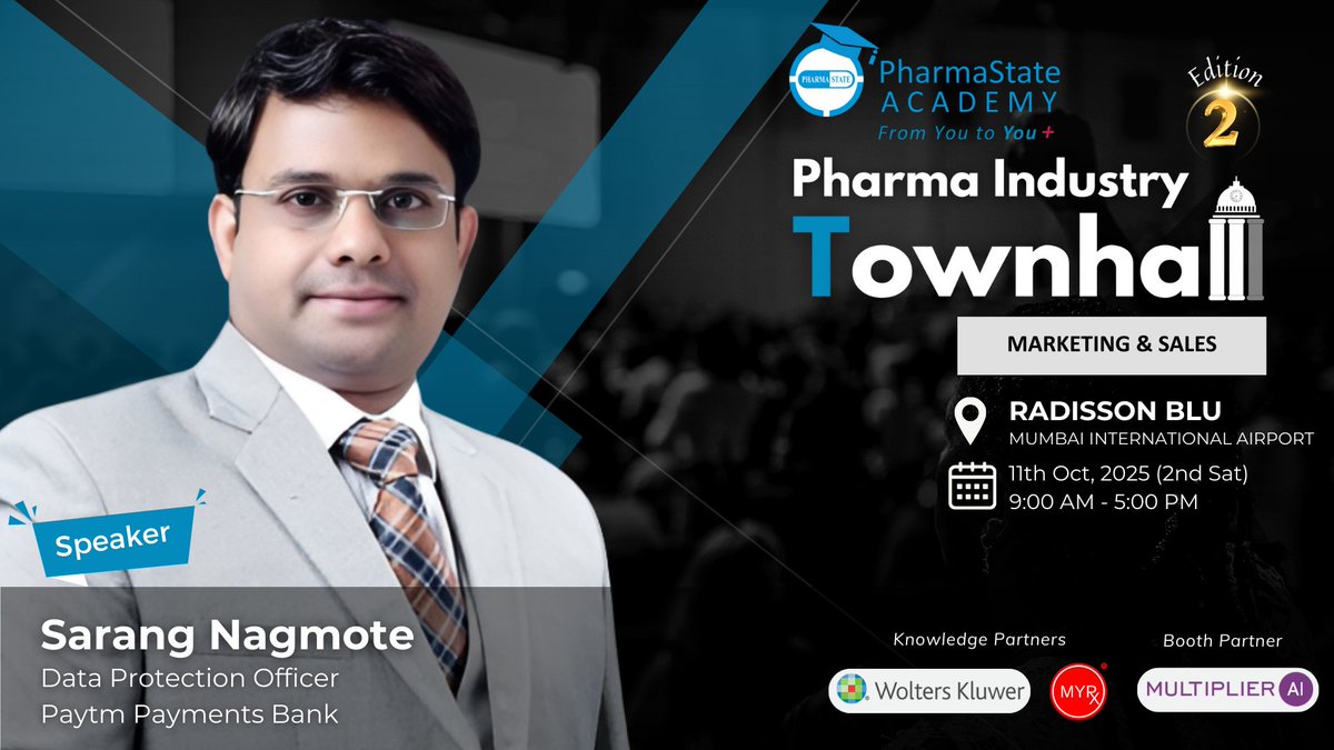 🔔𝗦𝗽𝗲𝗮𝗸𝗲𝗿 𝗔𝗻𝗻𝗼𝘂𝗻𝗰𝗲𝗺𝗲𝗻𝘁! 
🎙️𝐒𝐚𝐫𝐚𝐧𝐠 𝐍𝐚𝐠𝐦𝐨𝐭𝐞 - 𝘿𝙖𝙩𝙖 𝙋𝙧𝙤𝙩𝙚𝙘𝙩𝙞𝙤𝙣 𝙊𝙛𝙛𝙞𝙘𝙚𝙧, 𝙋𝙖𝙮𝙩𝙢 𝙋𝙖𝙮𝙢𝙚𝙣𝙩𝙨 𝘽𝙖𝙣𝙠 

🔖𝗥𝗲𝗴𝗶𝘀𝘁𝗲𝗿 𝗻𝗼𝘄 𝘄𝗶𝘁𝗵 𝐭𝐡𝐞 𝐄𝐚𝐫𝐥𝐲 𝐁𝐢𝐫𝐝 𝐎𝐟𝐟𝐞𝐫:
🔗 events.pharmastate.academy/pharma-industr…