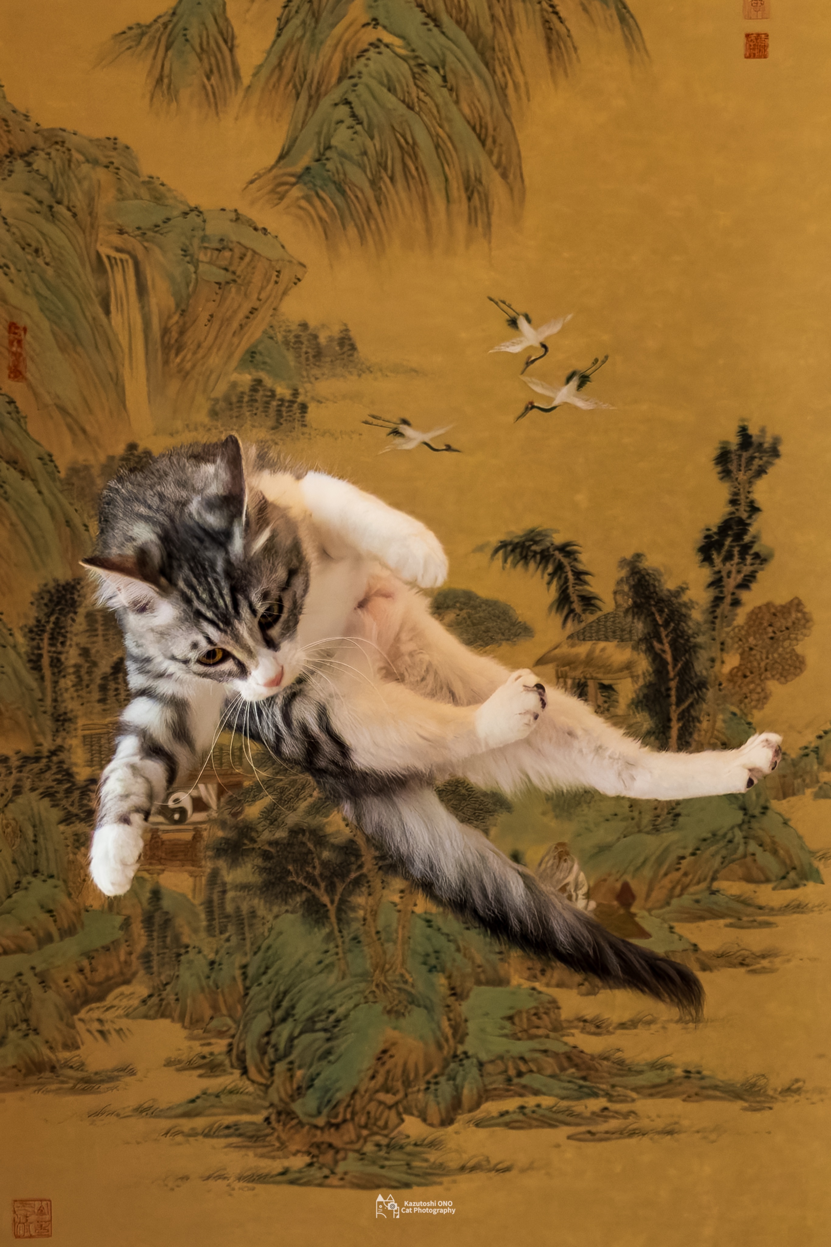 真作 福田浩湖 日本画 画賛 猛虎一撃 寅 肉筆 落款 大色紙 36×30 真作 福田浩湖 日本画 画賛 猛虎一撃 寅 肉筆 落款 大色紙 36