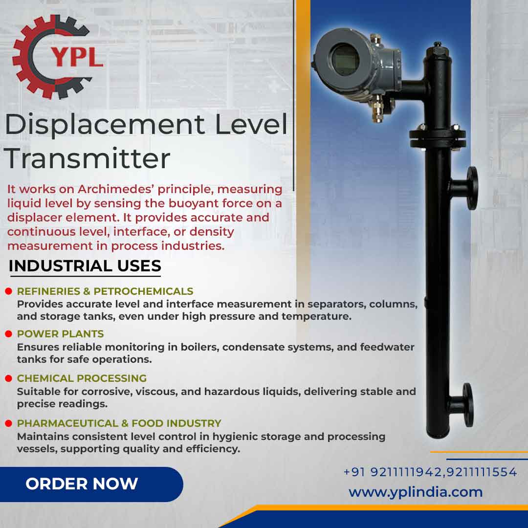YPLInstrument's tweet image. Ensure precise and reliable liquid level measurement with our Displacement Level Transmitter – engineered for accuracy, durability, and versatile industrial use.
#LevelTransmitter #ProcessControl #IndustrialAutomation #Instrumentation #LiquidLevel #ProcessSafety