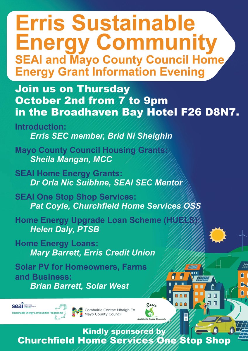 Great event next Thursday in Belmullet if you are around, lots of grant information <a href="/SEAI_ie/">SEAI</a> <a href="/MayoCoCo/">Mayo County Council</a>