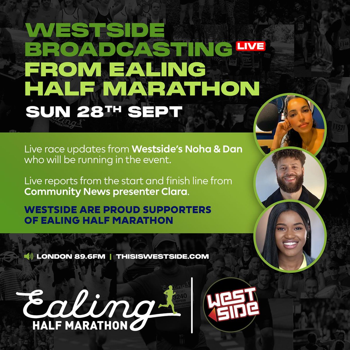 Get EHM25 updates on Westside Radio London 📻 89.6FM or online 👉 bit.ly/4pcRJbX 
💚Running in the race will be Noha and Dan
🎤 Reporting live will be Community News Team presenter, Clara
Give them all the cheers and say hello to Clara at the start and finish line!