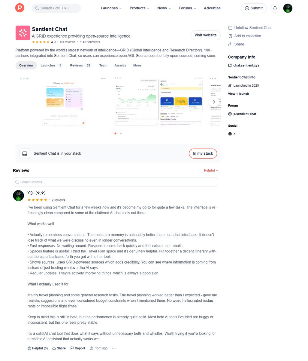 masterygt07's tweet image. Left my review for Sentient Chat by @SentientAGI on @ProductHunt!

Haven&apos;t tried it yet? Check it out, drop your thoughts and upvote! Community support matters.

🔗producthunt.com/products/senti…

#SentientAGI #SentientChat #AI