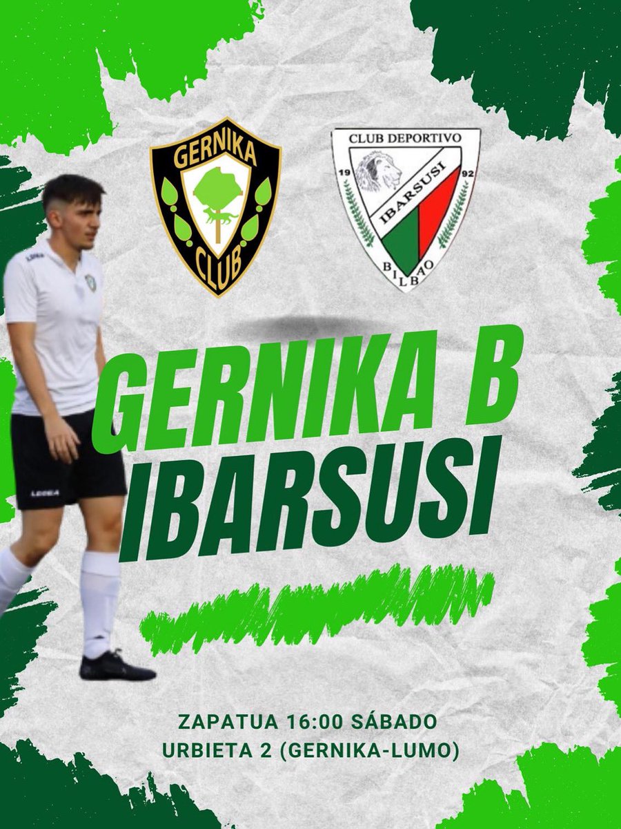 📌 Gernika B 🆚 Ibarsusi 

📅 Zapatuen 16:00etan
🏟️ Urbieta Futbol Zelaia 
💵 Sarrerak: 3€ 

Etorri eta erakutsi indar zuri baltza! 🖤🤍

#ForzaGerni #HarrobiarenIndarra