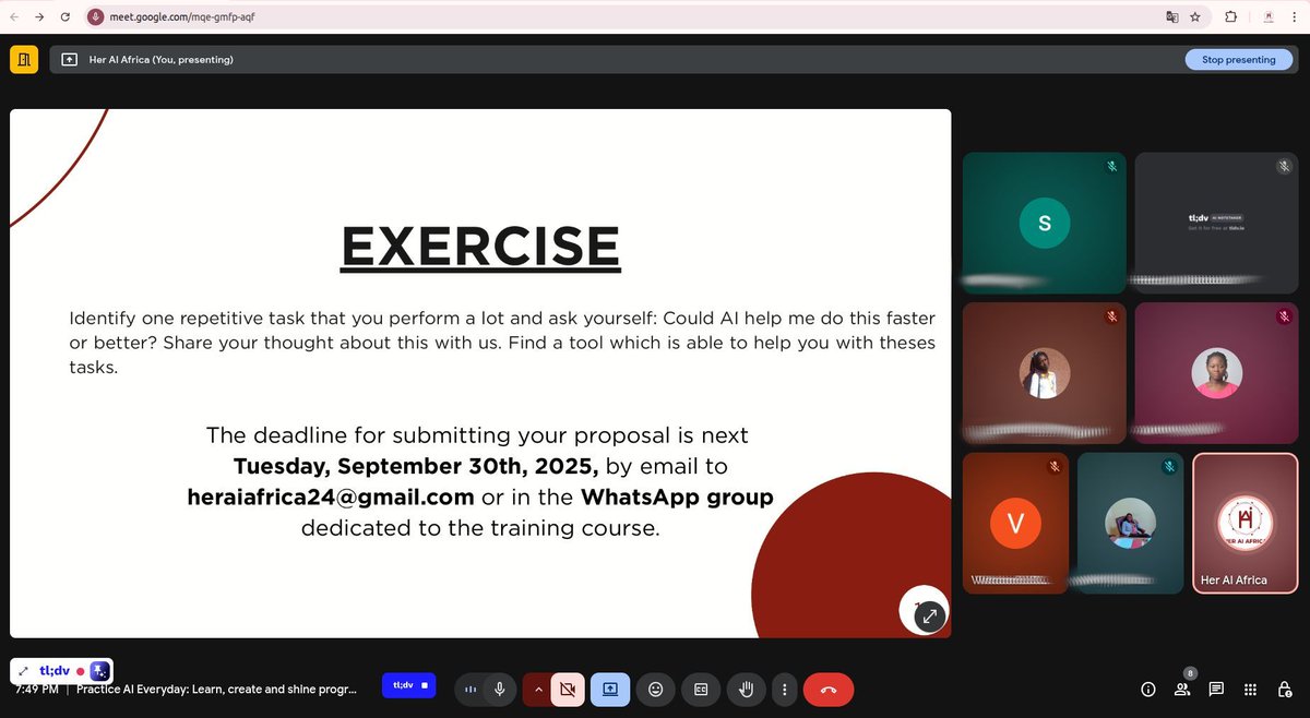 𝐏𝐫𝐚𝐜𝐭𝐢𝐜𝐞 𝐀𝐈 𝐄𝐯𝐞𝐫𝐲𝐝𝐚𝐲: 𝐋𝐞𝐚𝐫𝐧, 𝐂𝐫𝐞𝐚𝐭𝐞 &amp; 𝐒𝐡𝐢𝐧𝐞 - 𝐖𝐞𝐞𝐤 𝟒 𝐑𝐞𝐜𝐚𝐩!
Yesterday, we explored how to automate repetitive tasks with AI to save time and focus on high-value work spotting repeatables.
#HerAIAfrica #PracticeAIEveryday #AIForWomen