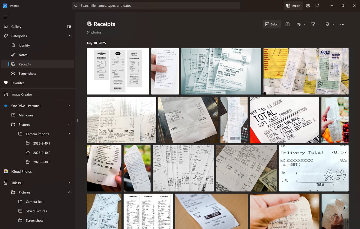 SanjeetTech's tweet image. 📂✨ Let AI do the sorting! Windows Photos now auto-categorizes your screenshots, receipts, notes &amp;amp; docs—instantly organized, instantly findable.

#Windows11 #photos