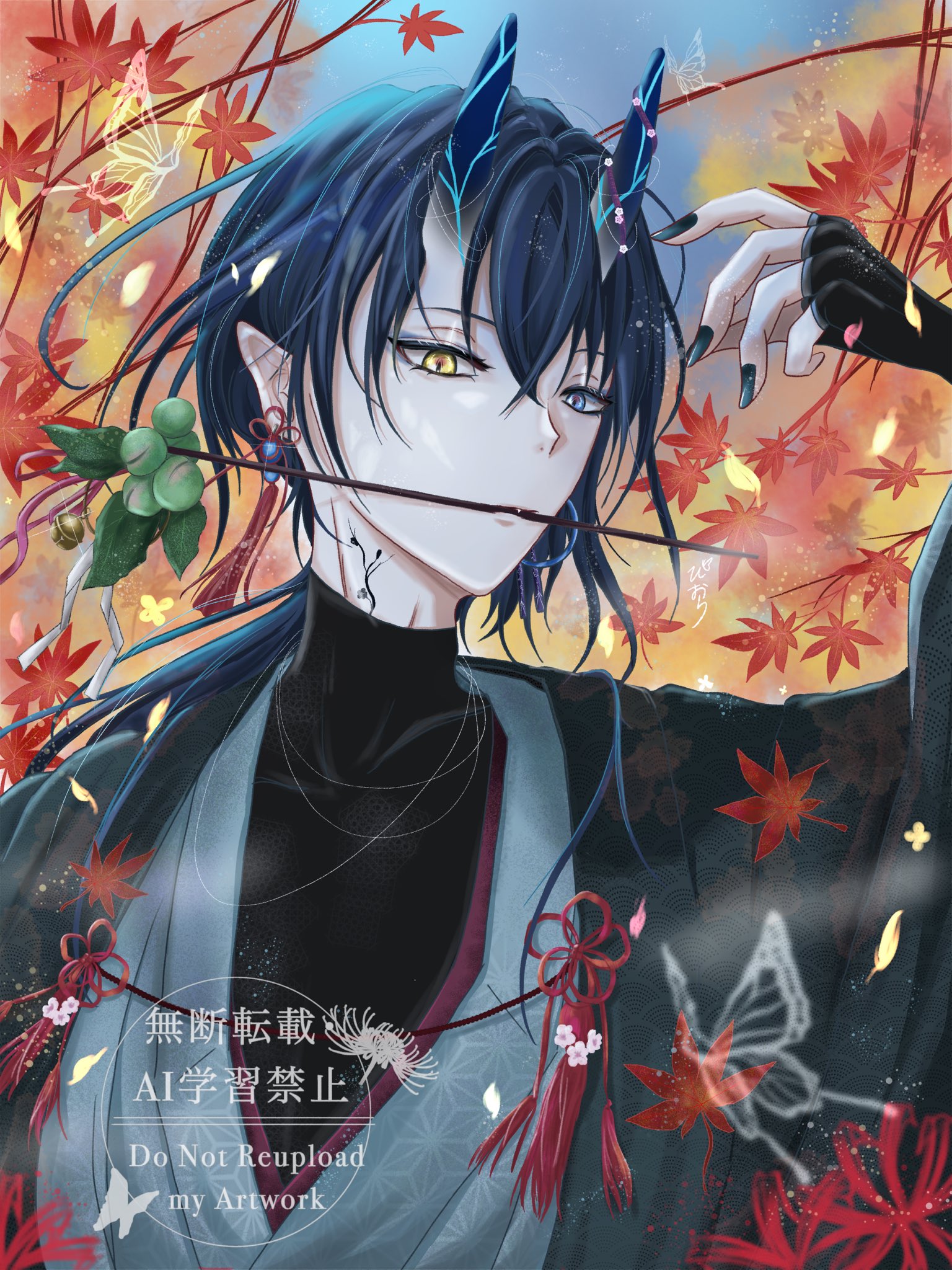 手描きイラスト＊オリジナル【紫陽花男子(薄紅)】 手描きイラスト＊オリジナル【紫陽花男子(薄紅)】 アート・写真