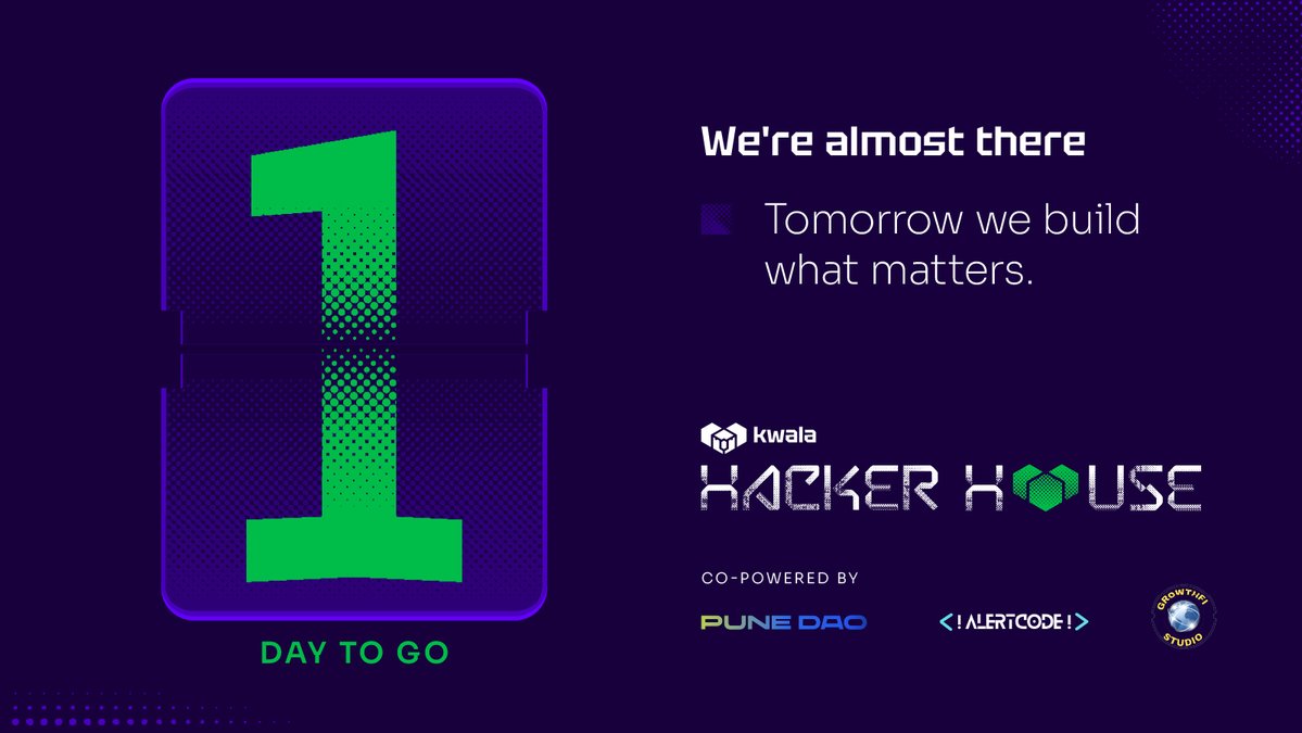 KWALA_official's tweet image. ⏳ Just 1 day to go until #KwalaHackerHouse hits NCR!
Tomorrow is all about:
⚡ Builders shipping real on-chain projects
⚡ Ideas turning into MVPs
⚡ Collaboration, learning & nonstop energy
Big shoutout to our partners @pune_dao , @Alertcode_ , and @growthfistudio for…