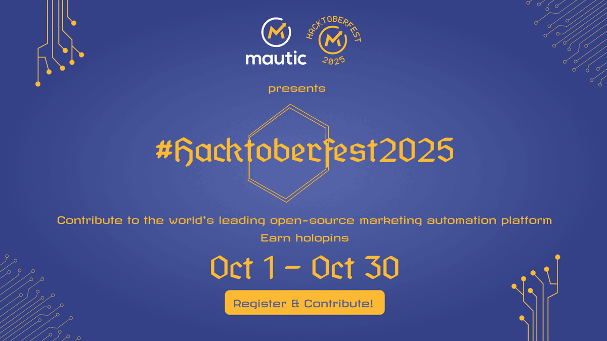 MauticCommunity's tweet image. Hacktoberfest 2025 is here! 🥳
Contribute to the world's leading open source marketing automation platform (Oct 1-30), grow your skills, and earn exclusive holopins!
Register today: m.mautic.org/hacktoberfest-…
#Hacktoberfest #Mautic #OpenSource #Dev