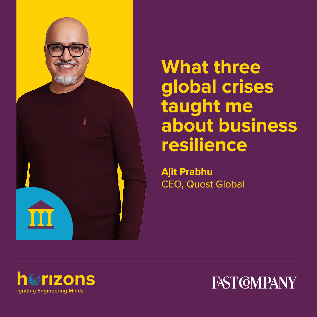 Quest_Global's tweet image. What defines true resilience? In his latest Fast Company article, Ajit Prabhu reflects on lessons from three global crises that shaped our journey.
#ThoughtLeadership #HorizonsOnline #FastCompany #EngineeringServices