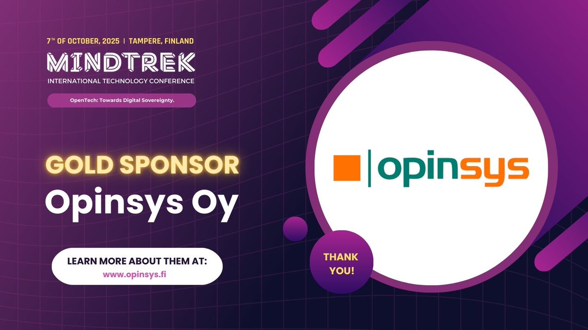We are excited to announce that <a href="/opinsys/">Opinsys</a> has joined #Mindtrek25 Conference as a Gold Sponsor!✨

Opinsys is a trusted partner for schools, providing innovative educational ICT solutions with a focus on #OpenSource technology and sustainability.
Learn more: opinsys.fi