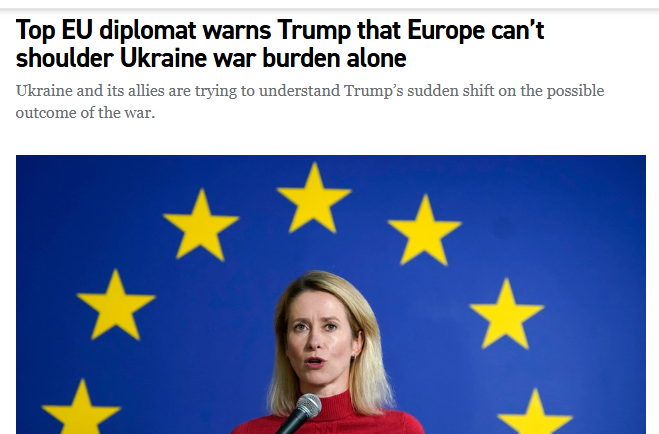 Glenn_Diesen's tweet image. Kallas tells the US it cannot hand over responsibility for Ukraine to Europe.