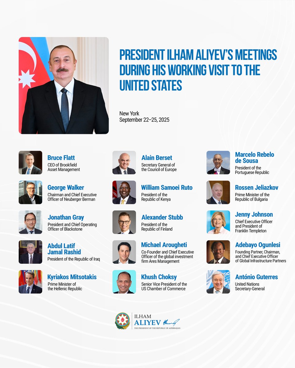 President Ilham Aliyev’s Meetings during his Working Visit to the United States
