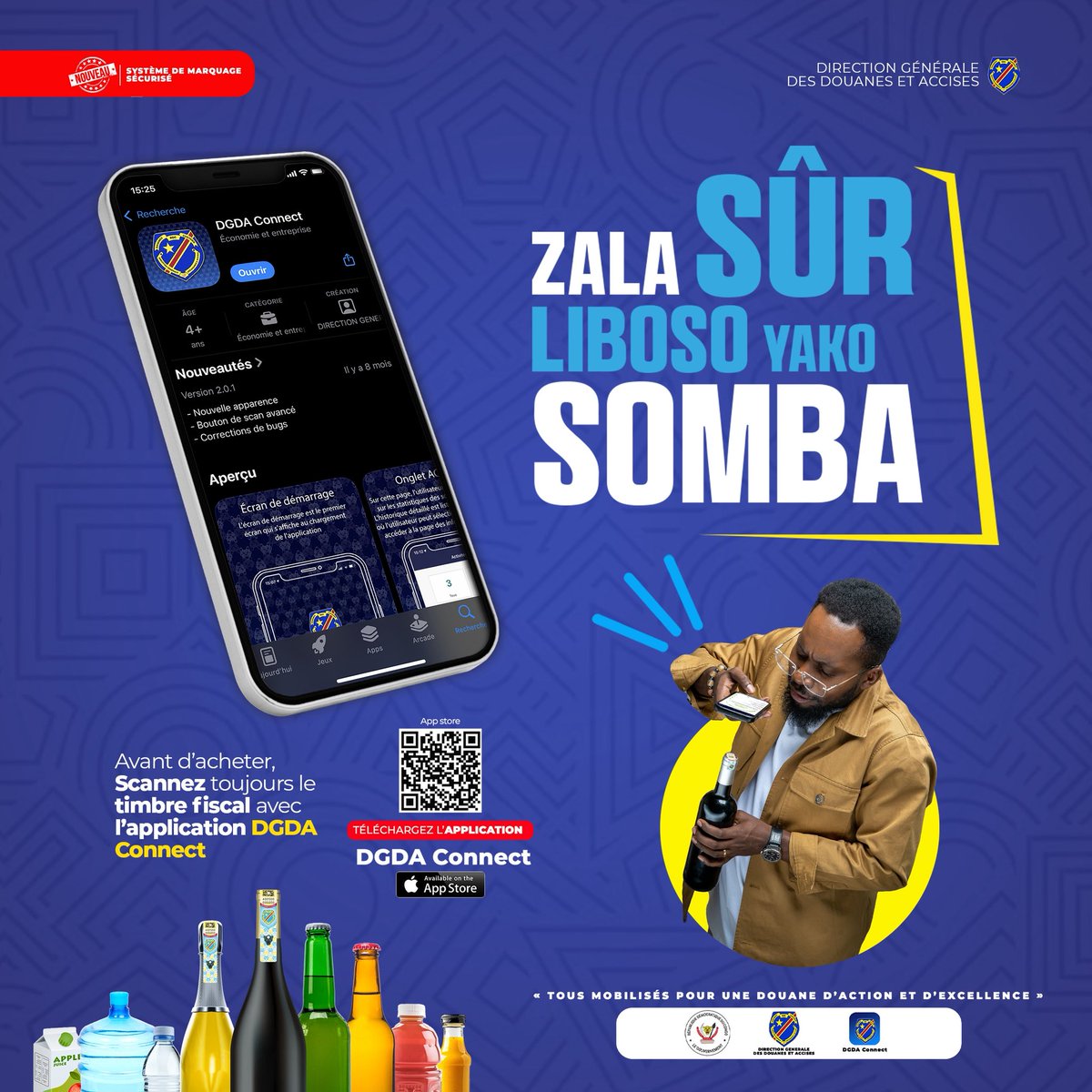 DOUANERDC's tweet image. 🛡️ Votre sécurité, notre priorité !
Avec DGDA CONNECT, vérifiez en un clic l’authenticité des signes fiscaux sur vos produits.
📲 Téléchargez dès maintenant sur iOS apps.apple.com/cd/app/dgda-co…
@sicpa @financesrdc 
#dgda#sicpa#dgdaconnect