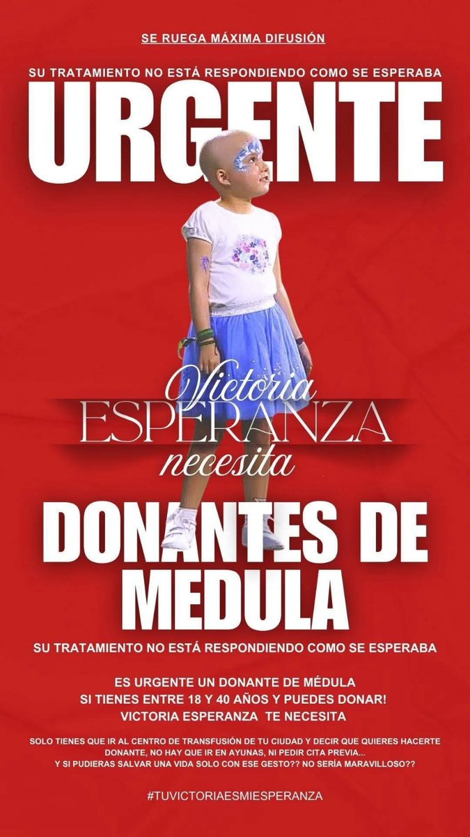 Nos hacemos eco de la campaña de donación de médula para Victoria Esperanza lanzada por nuestros hermanos de <a href="/Crucifixion_MLG/">Hermandad de la Crucifixión</a> .

Animamos a todos nuestros hermanos y seguidores a que colaboren con esta causa.

Igualmente, rogamos su difusión.

#CofradíasMLG