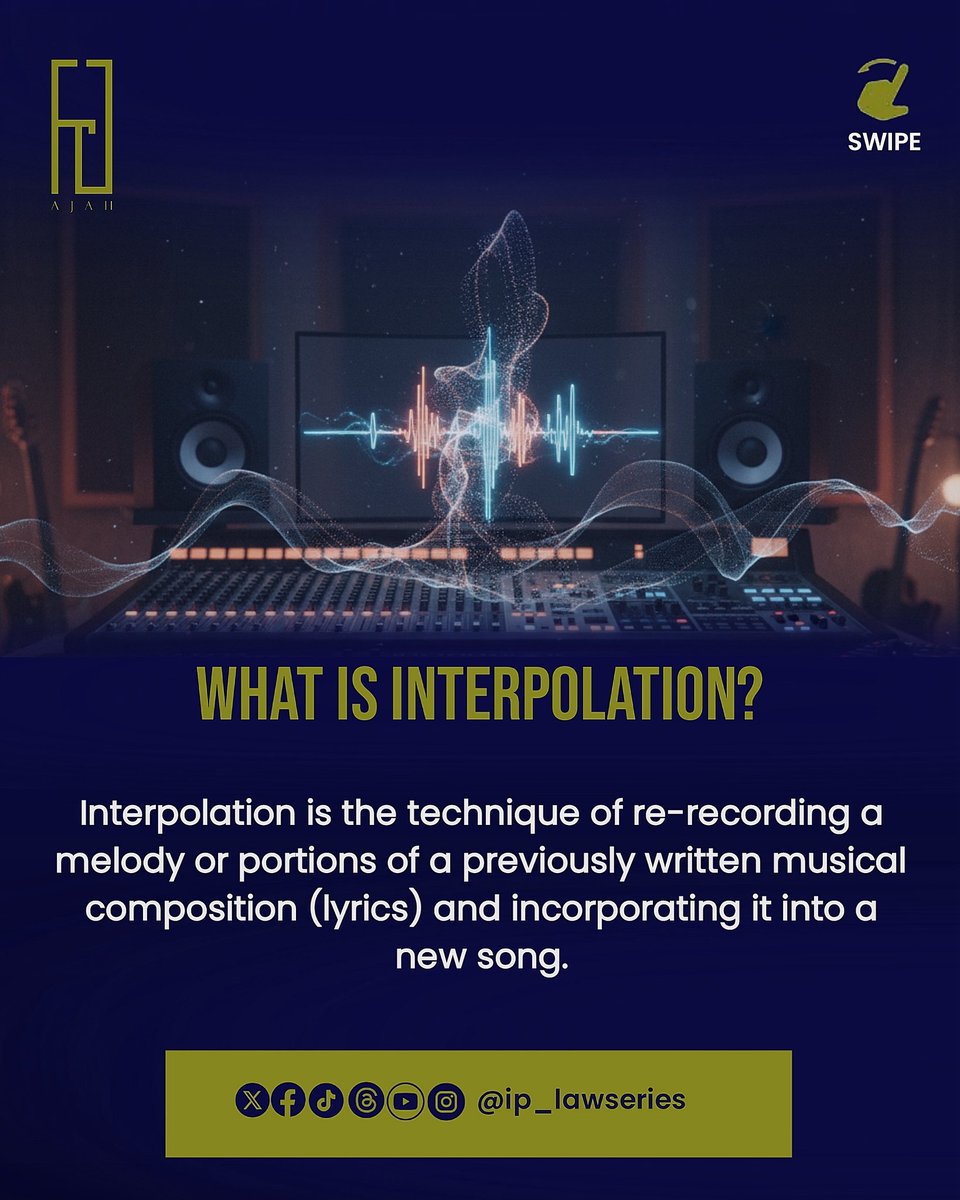IPlawseries's tweet image. Did you know❗️

Grammy winning “Love me Jeje” by Tems is NOT a sample of Seyi Sodimu’s 1997 but rather an INTERPOLATION. So what is an interpolation? 

This post briefly describes that 
#interpolation #musicclearance #musiclawyer #iplawserieswithajah