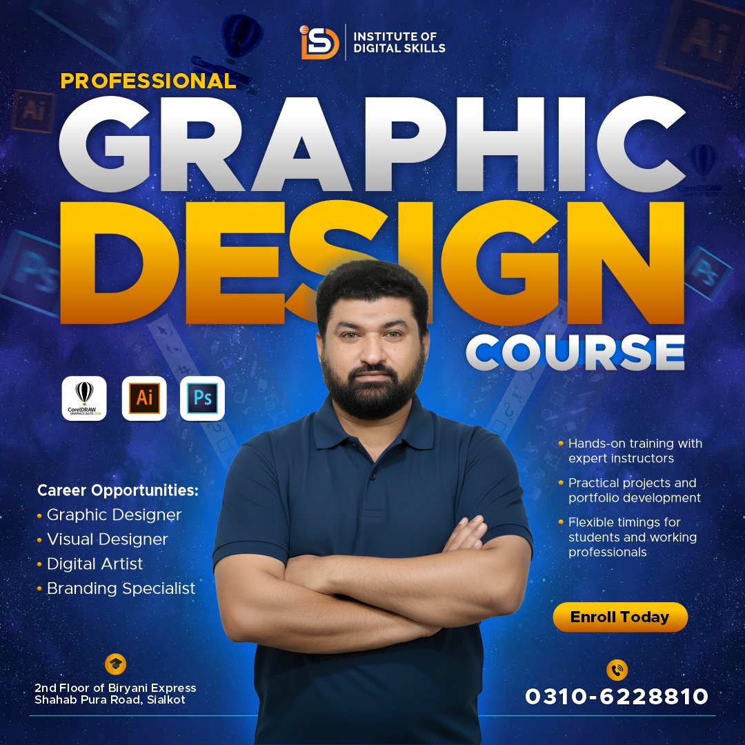 IDS_Institute_'s tweet image. Kickstart your creative career with our Professional Graphic Designing Course in Sialkot and learn to design like a pro!

#GraphicDesignCourse #GraphicDesignTraining #LearnGraphicDesign #SublimationDesigning #FlexDesign #StationeryDesign #CatalogueDesign #IDSInstituteSialkot