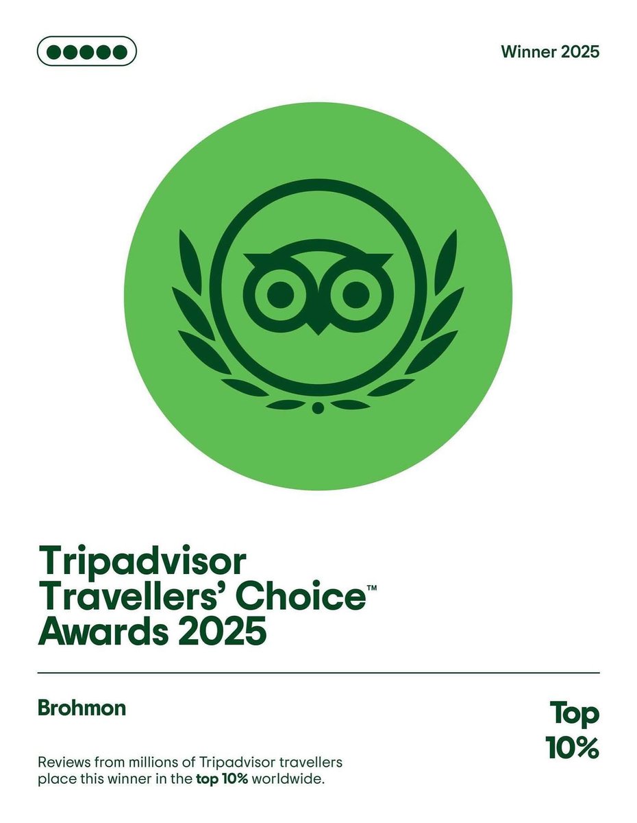 Another year we have won the Tripadvisor Travellers’ Choice Awards for @brohmon. Our fifth in a row and a huge thank you to everyone who’s been supporting us. You’re simply the best!🙏🏽🙏🏽🙏🏽